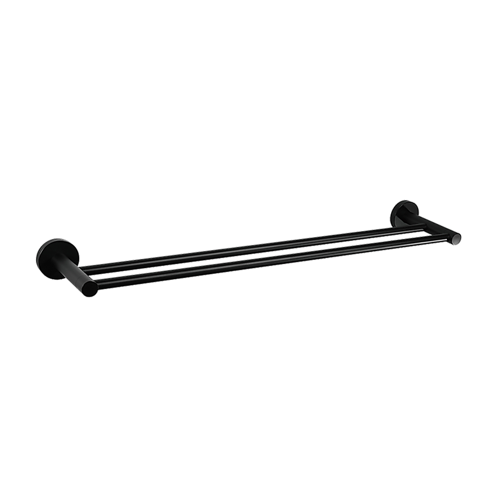 Double Classic Towel Bar Rail Bathroom Matte Black Finish