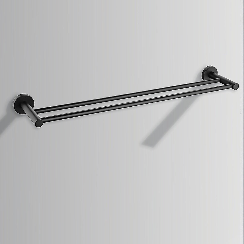 Double Classic Towel Bar Rail Bathroom Matte Black Finish