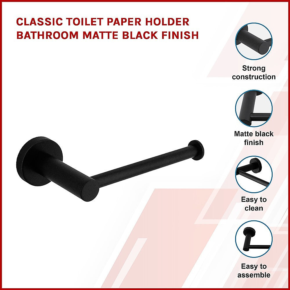 Classic Toilet Paper Holder Bathroom Matte Black Finish