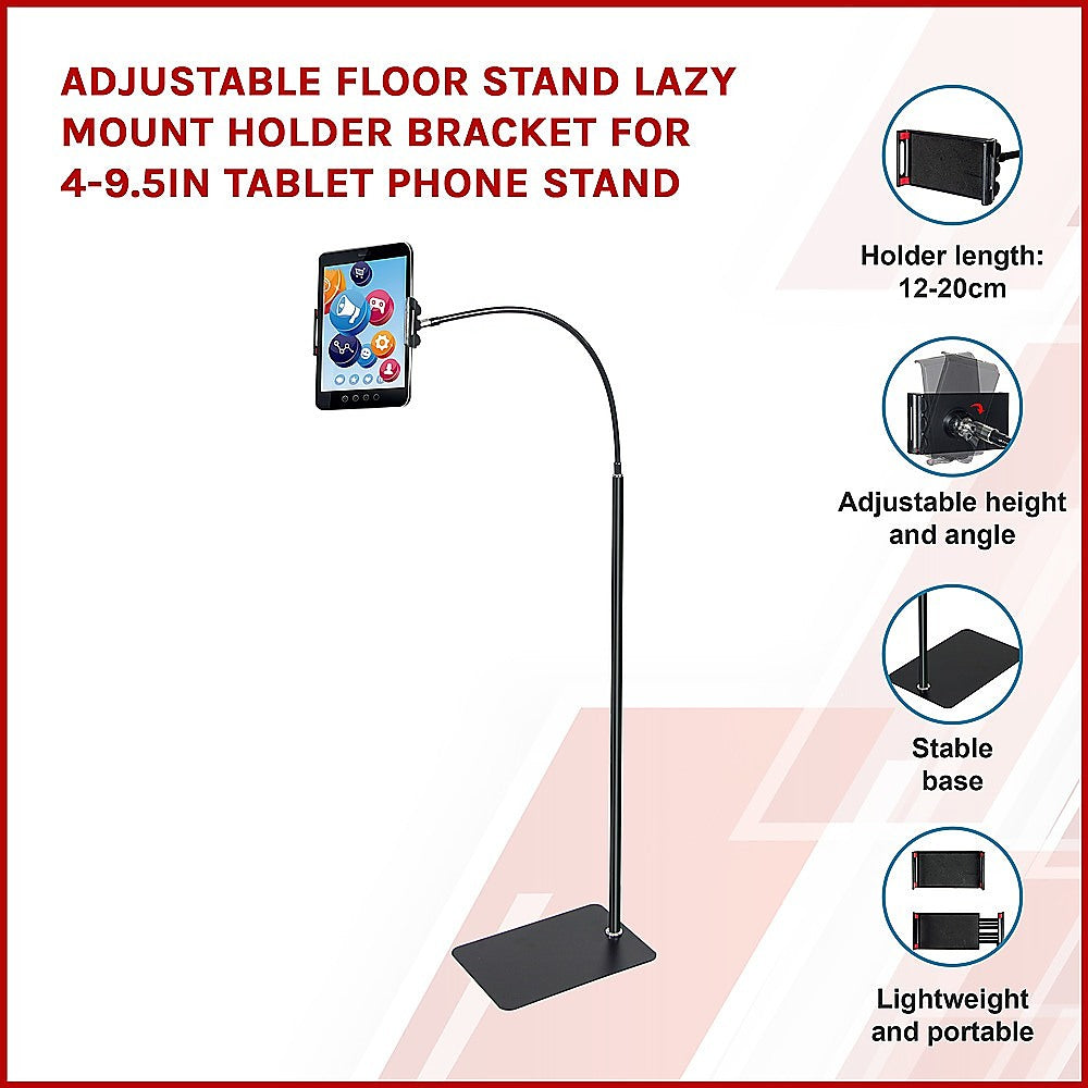 Adjustable Floor Stand Lazy Mount Holder Bracket For 4-9.5in Tablet Phone Stand