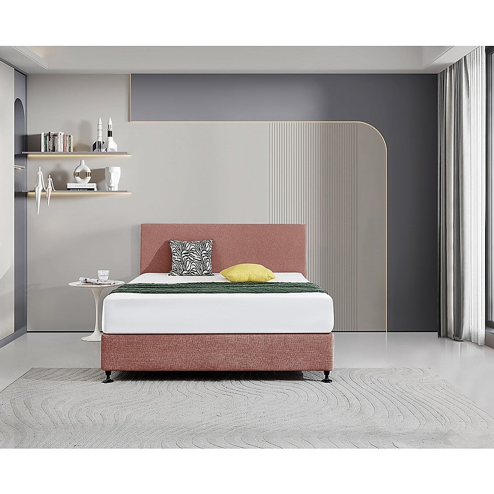 Linen Fabric Queen Bed Deluxe Headboard Bedhead - Pearl Copper Brown