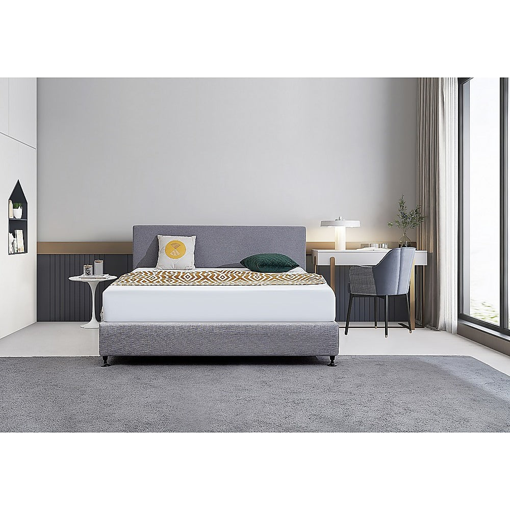 Linen Fabric King Bed Deluxe Headboard Bedhead - Slate Ash