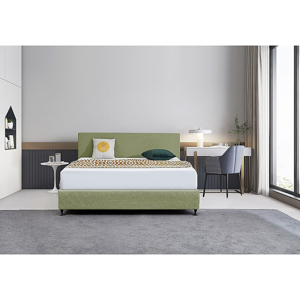 Linen Fabric King Bed Deluxe Headboard Bedhead - Olive Green