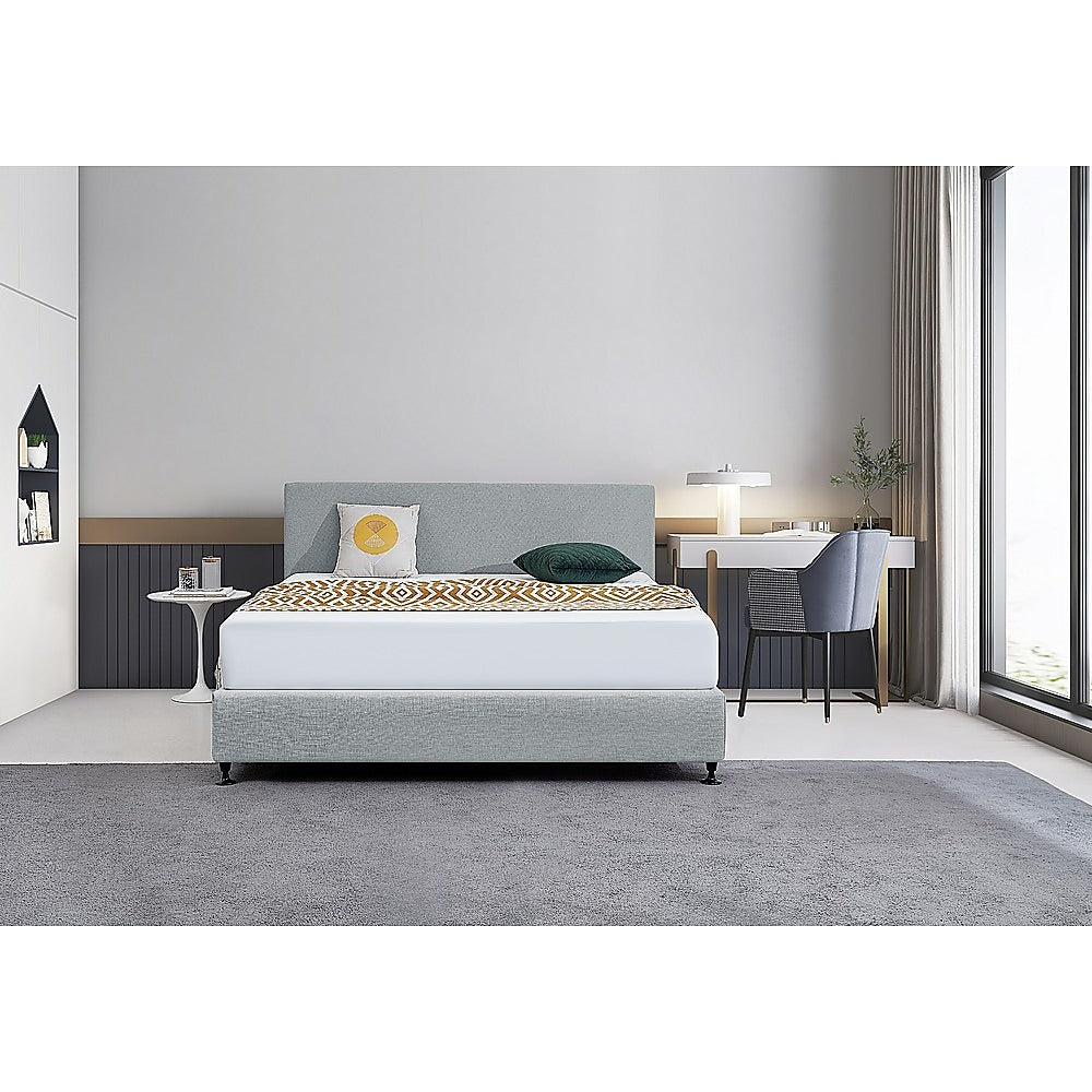 Linen Fabric King Bed Deluxe Headboard Bedhead - Stone Grey