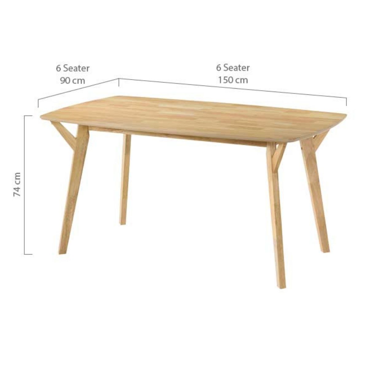 1.5m 6 Seaters Oval Dining Table Colour Natural