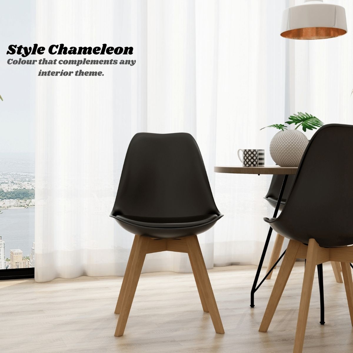 Cherry Black Iconic Mid-Century Design Dining Chair Set of 2