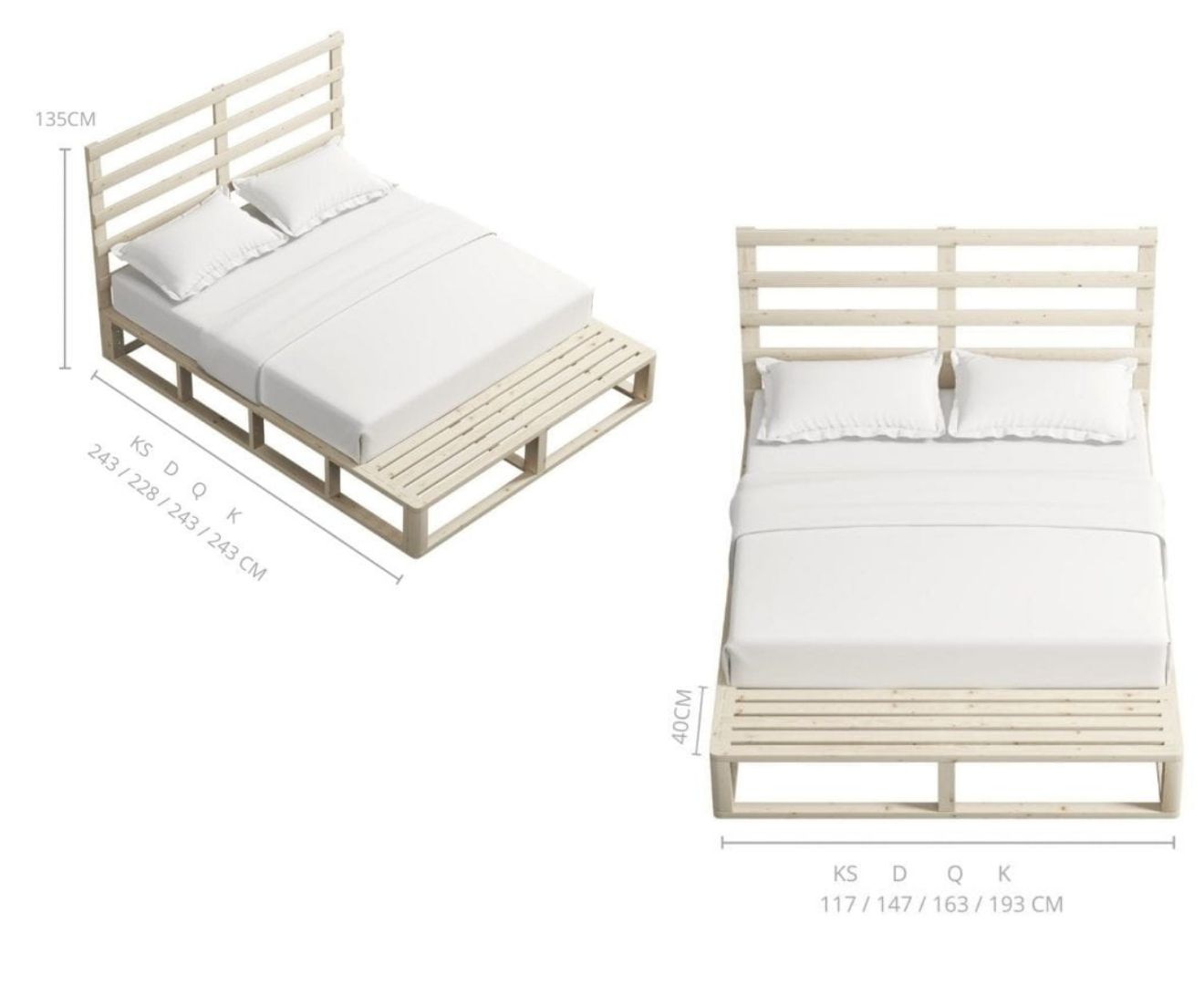 Industrial Coastal Pallet Bed Frame Bed Base King