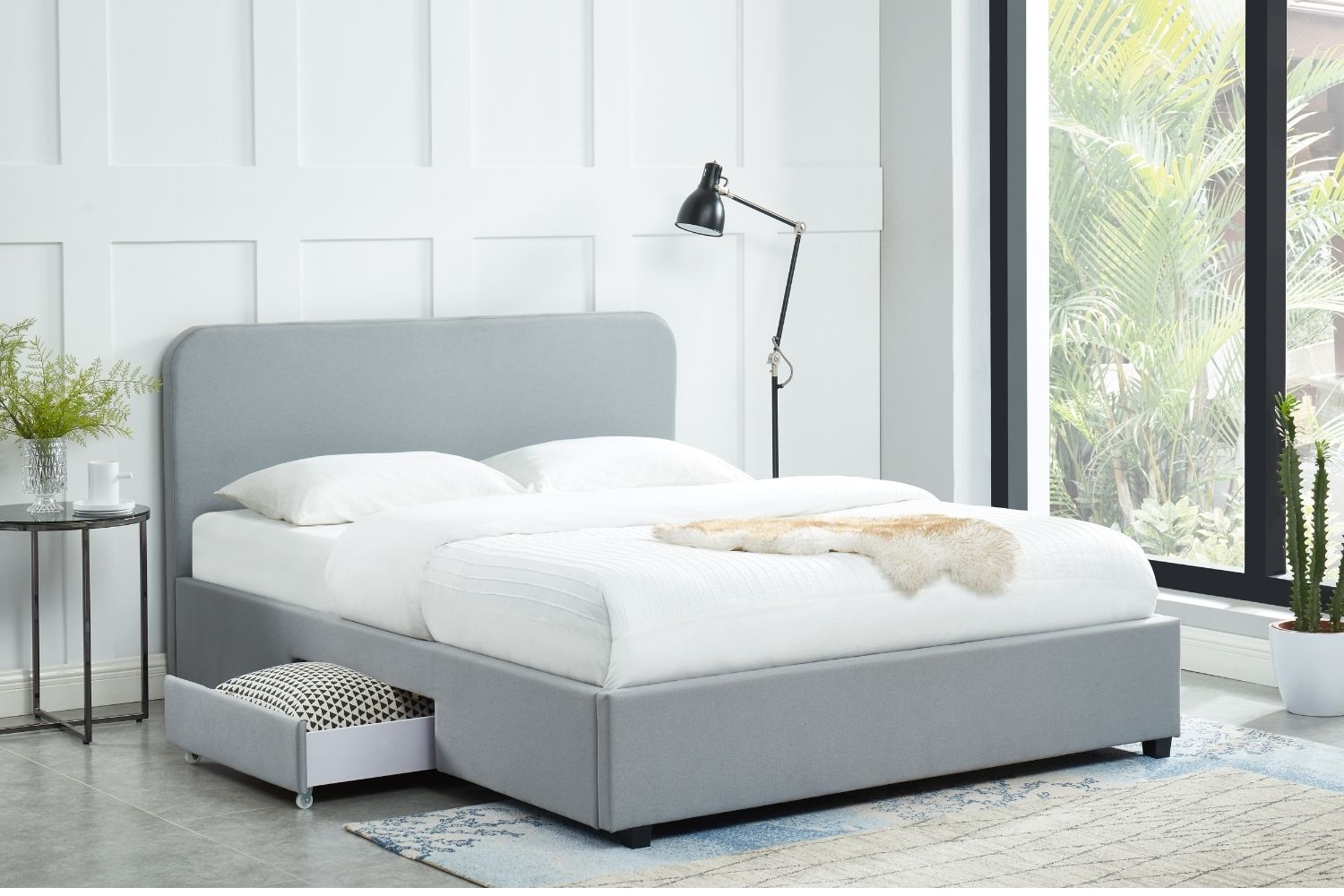 Kevin Stone Grey Storage Bed with 2 Drawers in King