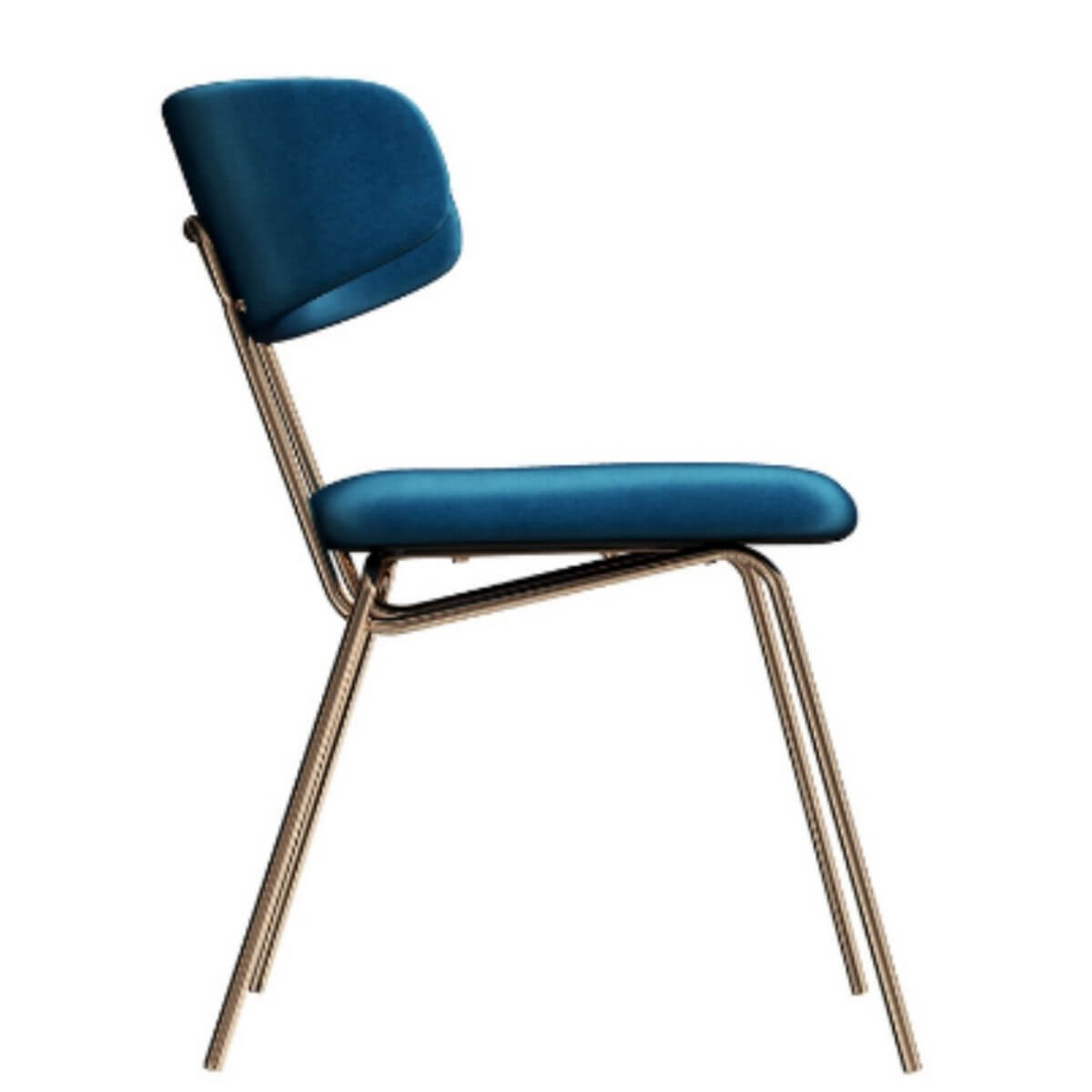 Kylie Modern Sapphire Blue Dining Chair with Gold Legs Set of 2