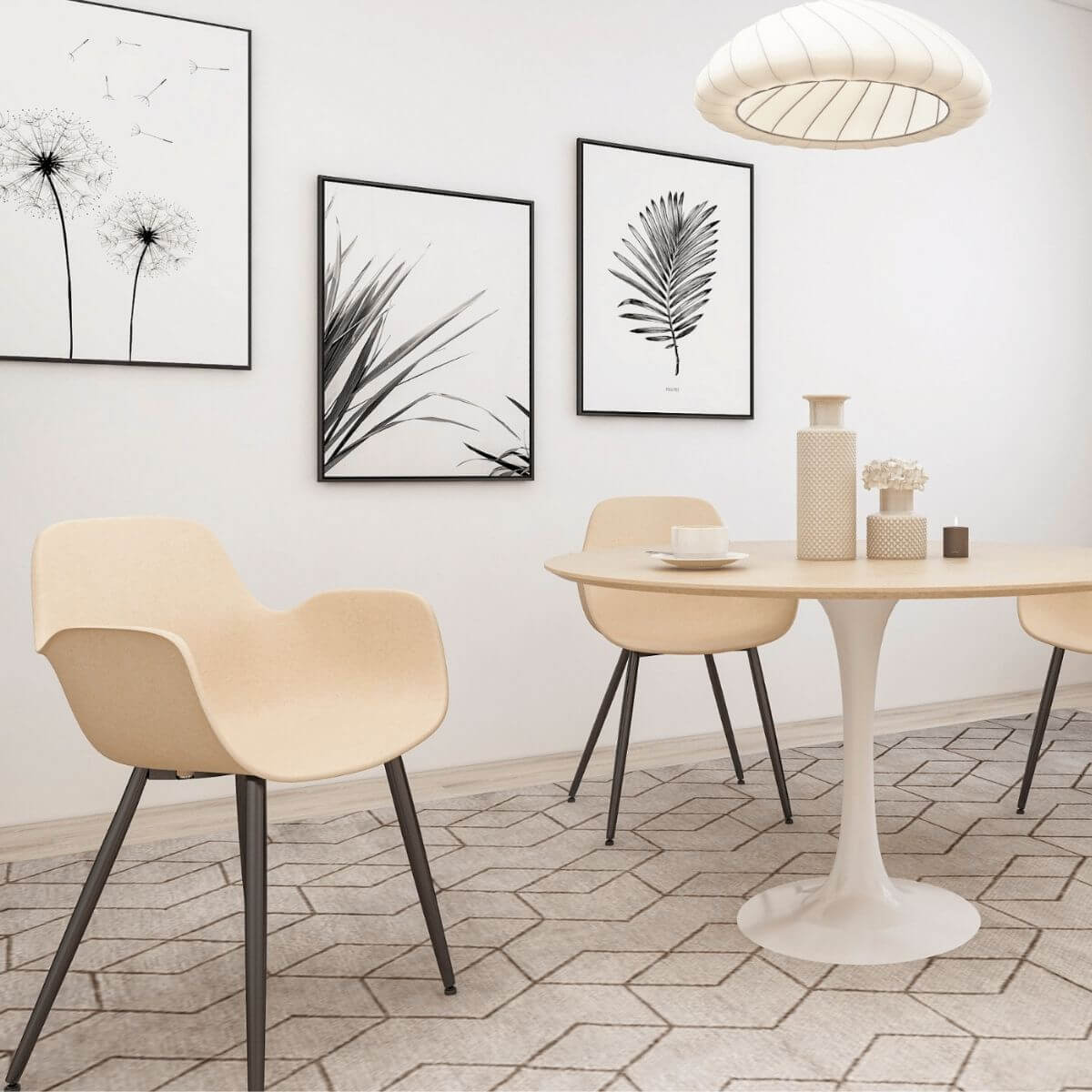 Looney Natual Elegant Armrest Dining Chair Set of 2