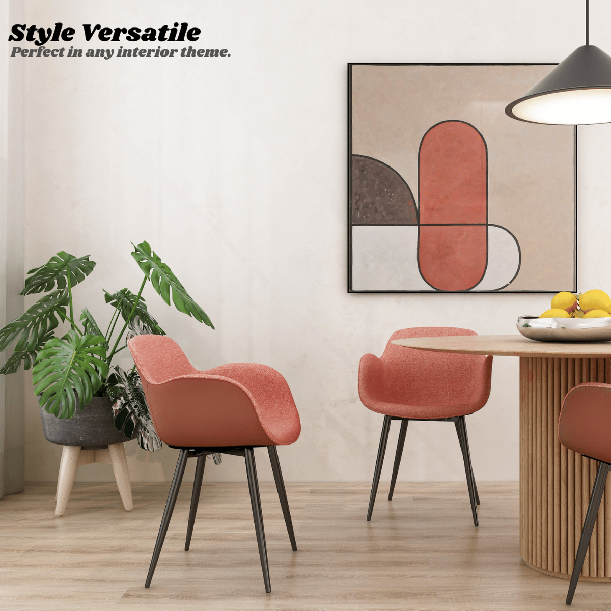 Loney Terracotta Upholstered PU Fabric Dining Chair Set of 2