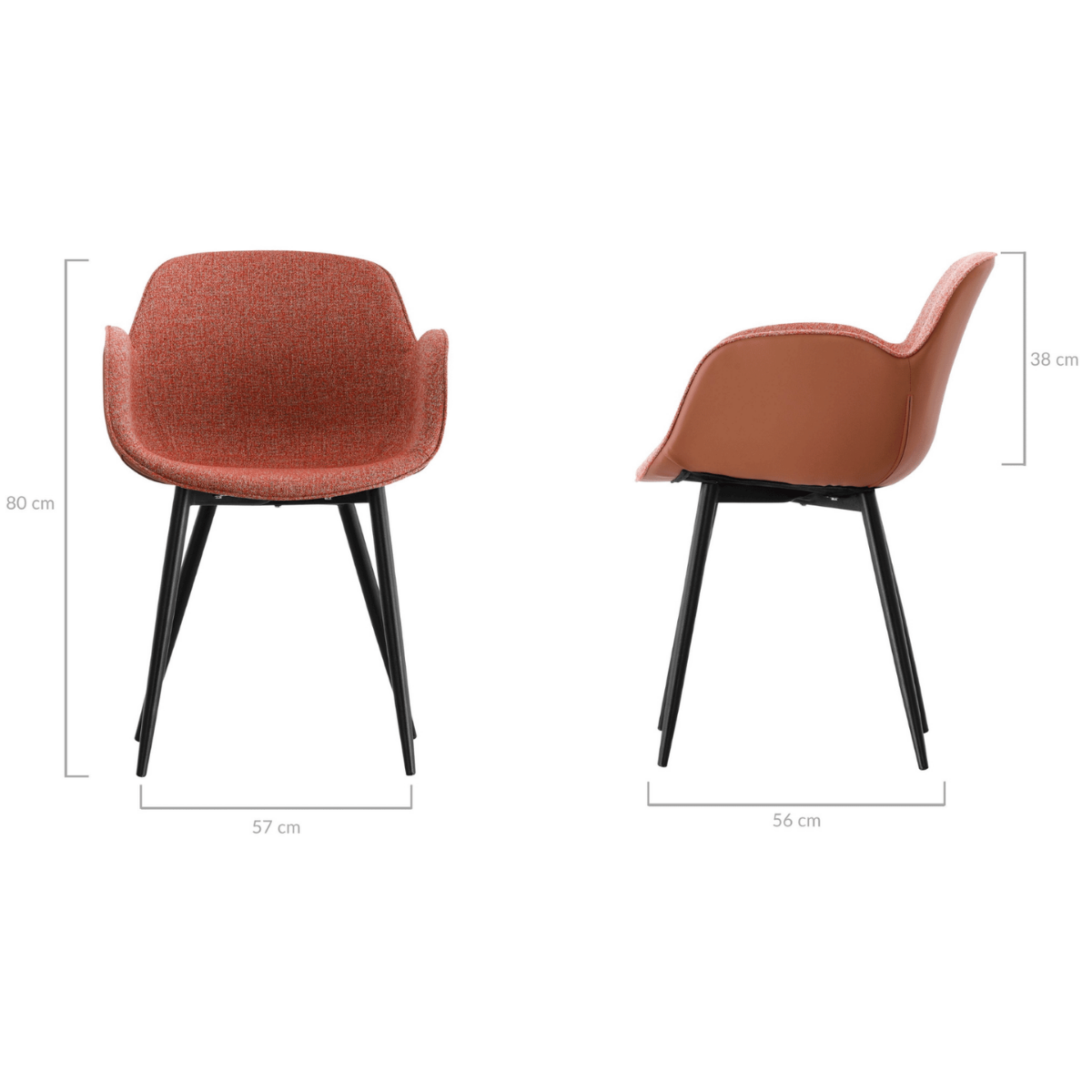 Loney Terracotta Upholstered PU Fabric Dining Chair Set of 2