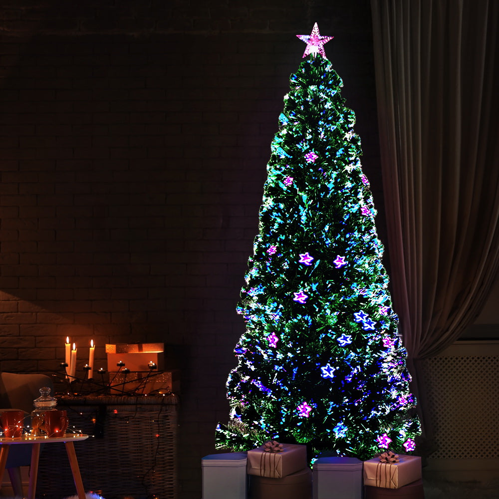 Jingle Jollys 2.1M 7FT LED Christmas Tree Xmas Optic Fiber Multi Colour Lights