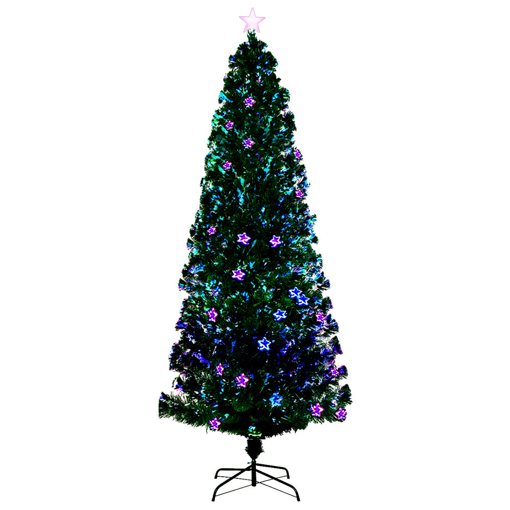 Jingle Jollys 2.4M 8FT LED Christmas Tree Xmas Optic Fiber Multi Colour Lights