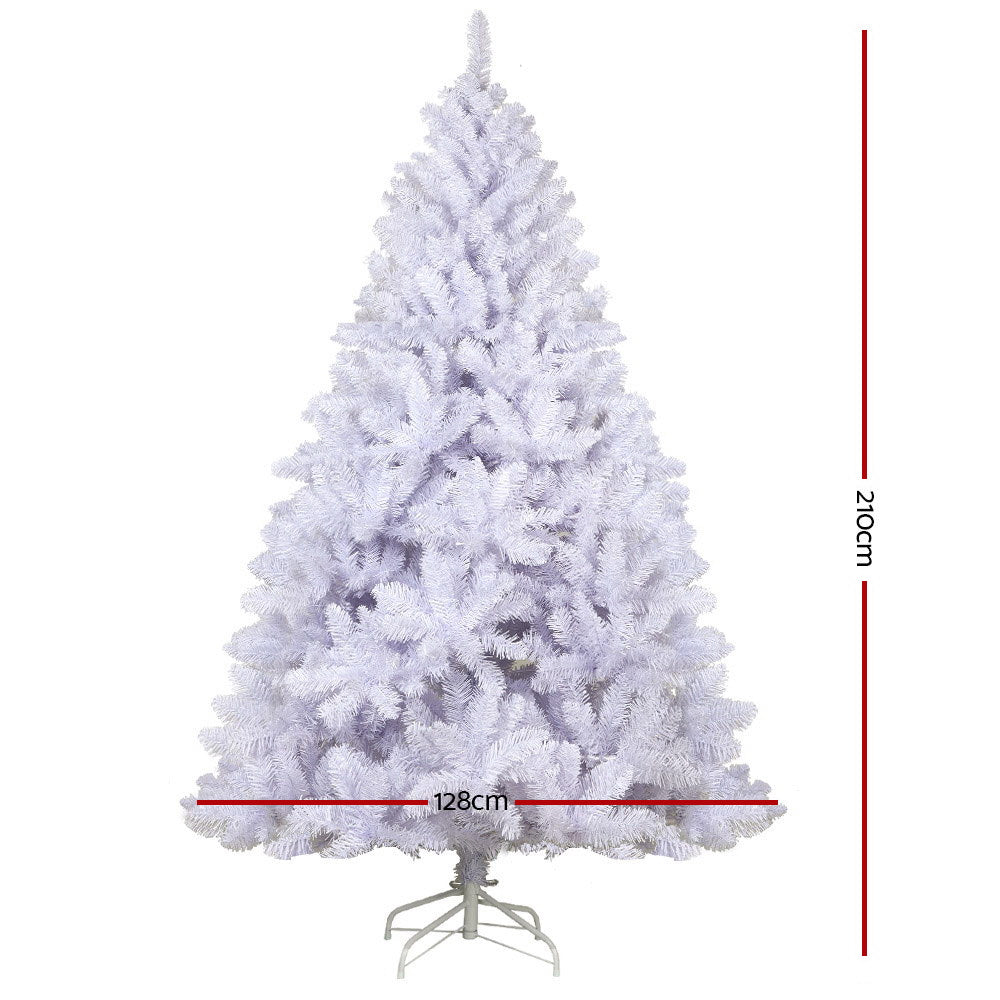 Jingle Jollys Christmas Tree 2.1M Xmas Trees Decorations White 1000 Tips