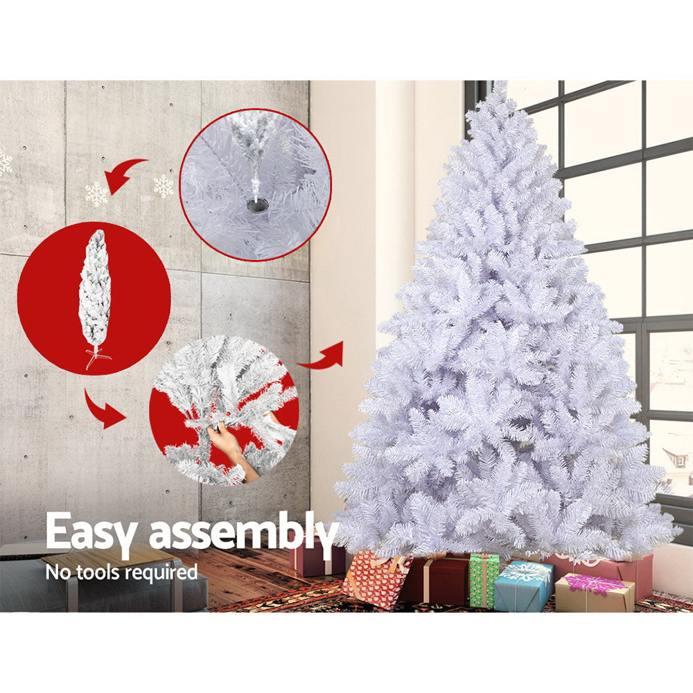 Jingle Jollys Christmas Tree 2.1M Xmas Trees Decorations White 1000 Tips