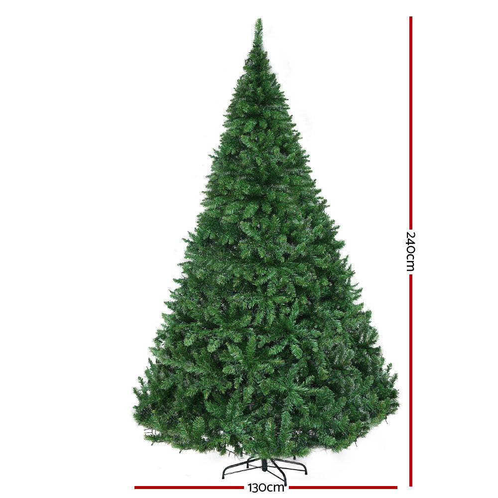 Jingle Jollys Christmas Tree 2.4M With 1488 LED Lights Warm White Green
