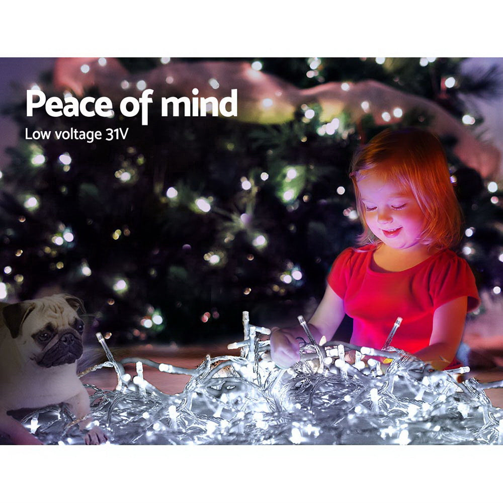 100M Christmas Lights String Fairy Light 500 LED Cool White Jingle Jollys