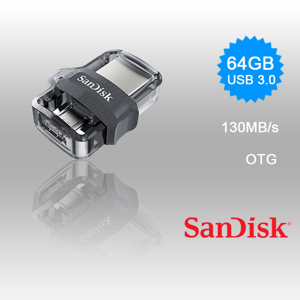 SANDISK OTG ULTRA DUAL USB DRIVE 3.0 FOR ANDRIOD PHONES 64GB 150MB/S SDDD3-64G