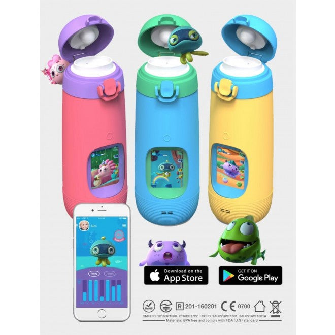Gululu Talk the Interactive Smart Water Bottle & Health Tracker for Kids - Pink