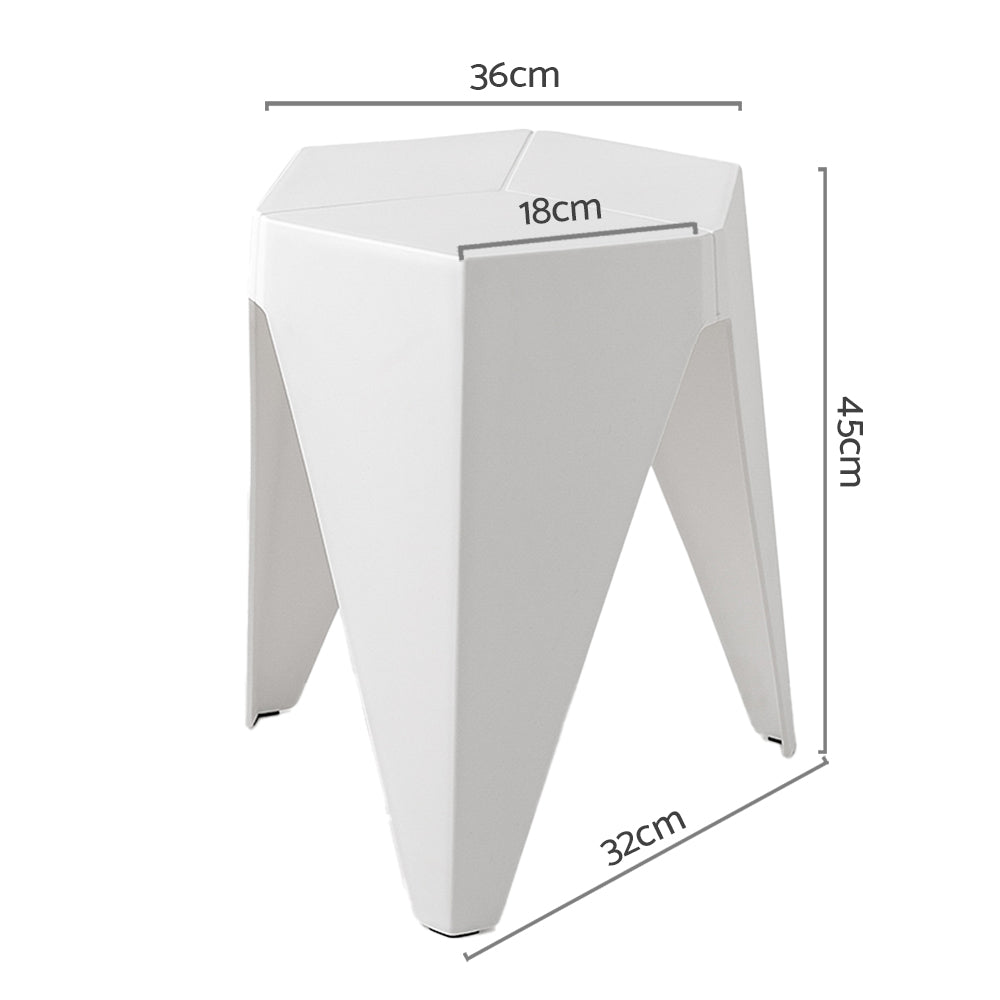 ArtissIn Set of 2 Puzzle Stool Plastic Stacking Stools Chair Outdoor Indoor White