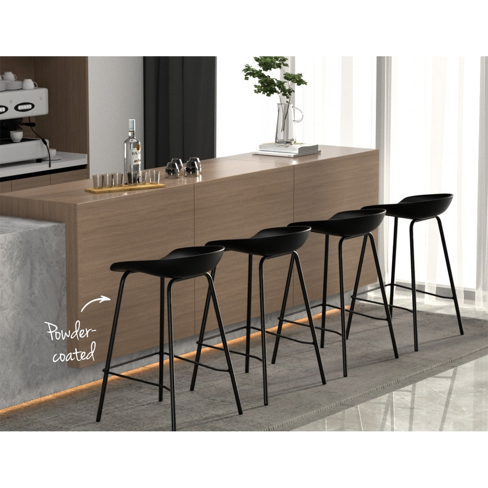 Artiss Set of 4 Metal Bar Stools - Black