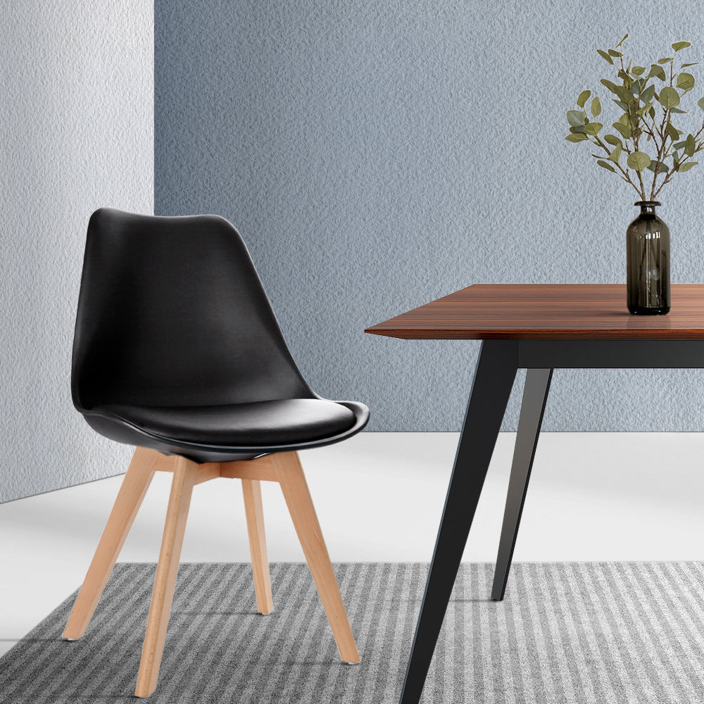 Artiss Set of 4 Padded Dining Chair - Black
