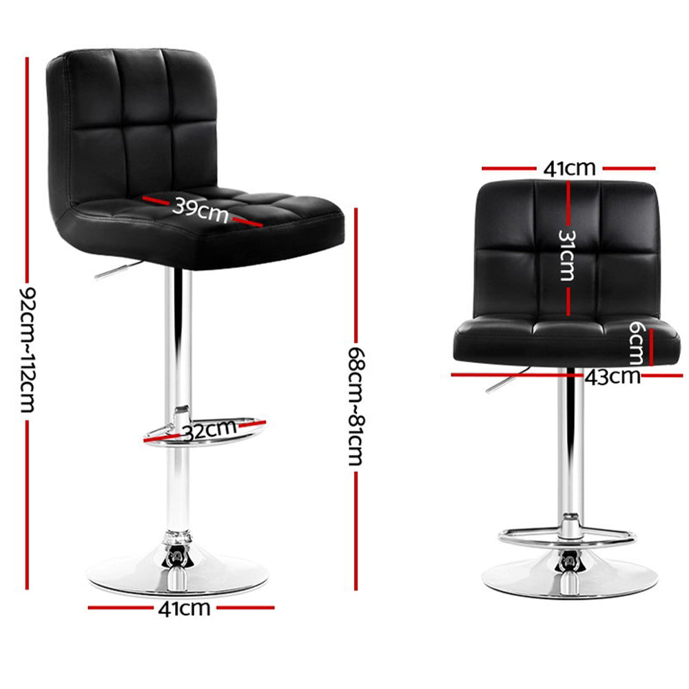 Artiss Set of 4 Bar Stools Gas lift Swivel - Steel and Black
