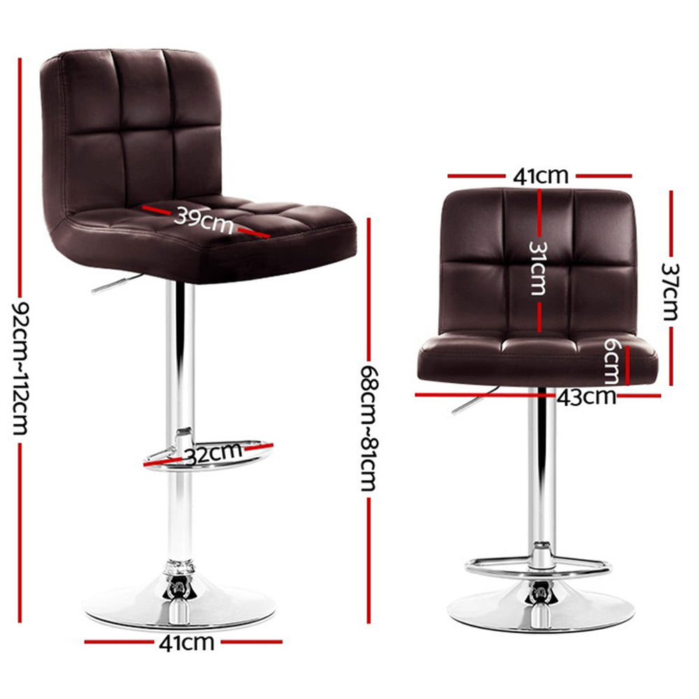 Artiss Set of 4 Bar Stools Gas lift Swivel - Steel and Chocolate