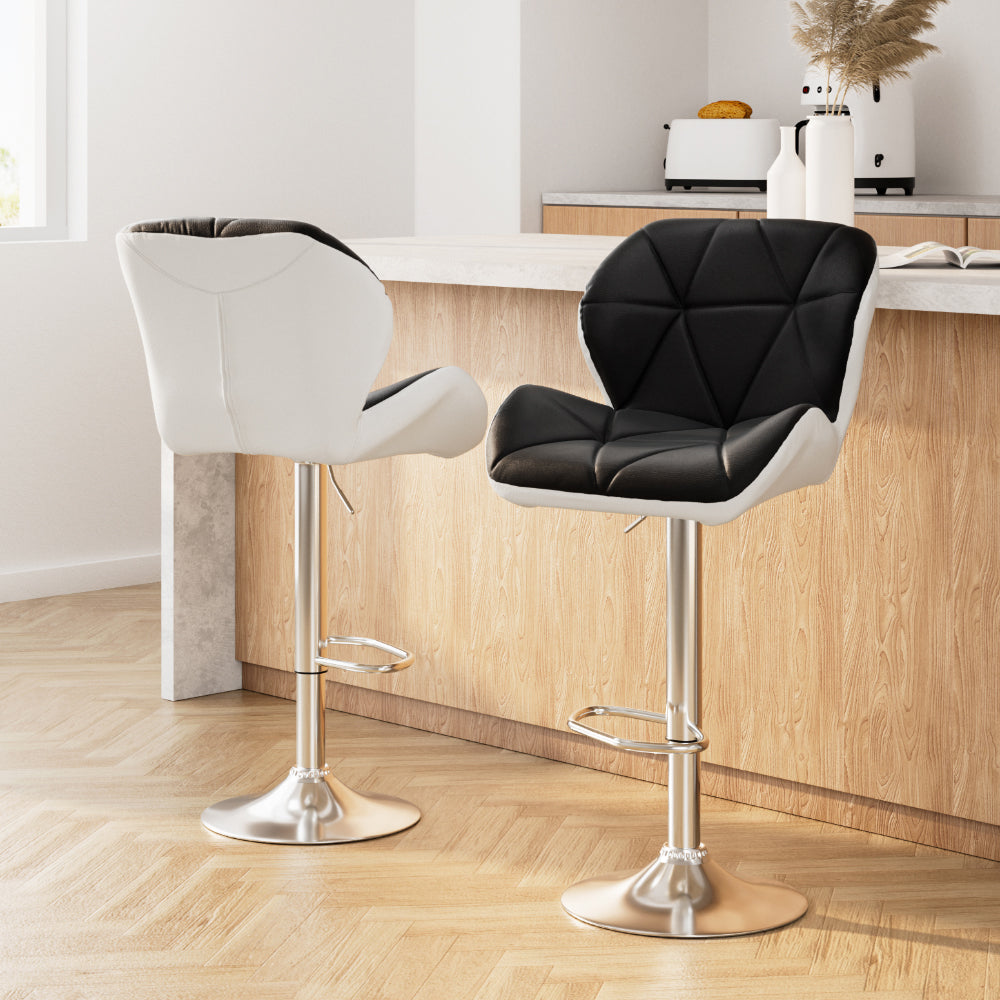 Artiss Set of 2 Kitchen Bar Stools - White, Black and Chrome