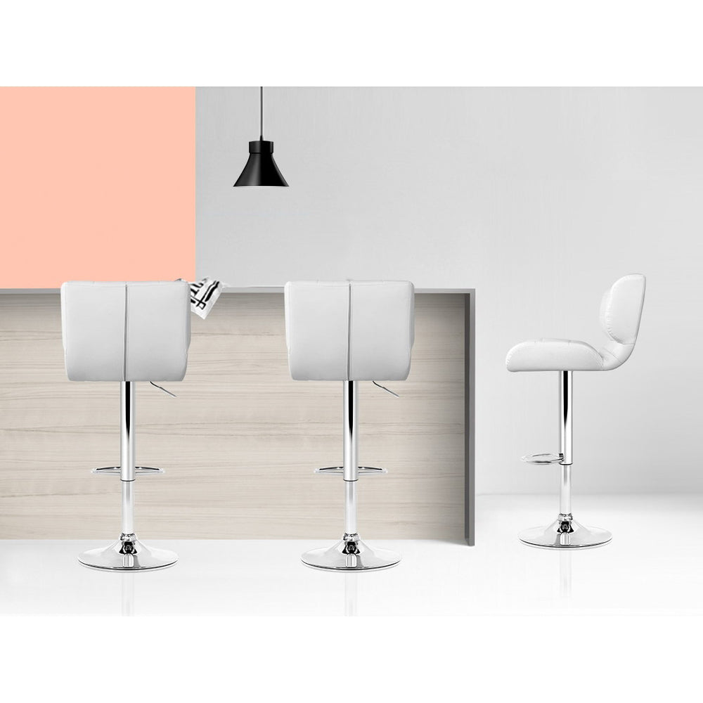 Artiss Set of 2 PU Leather Gas Lift Bar Stools - White and Chrome