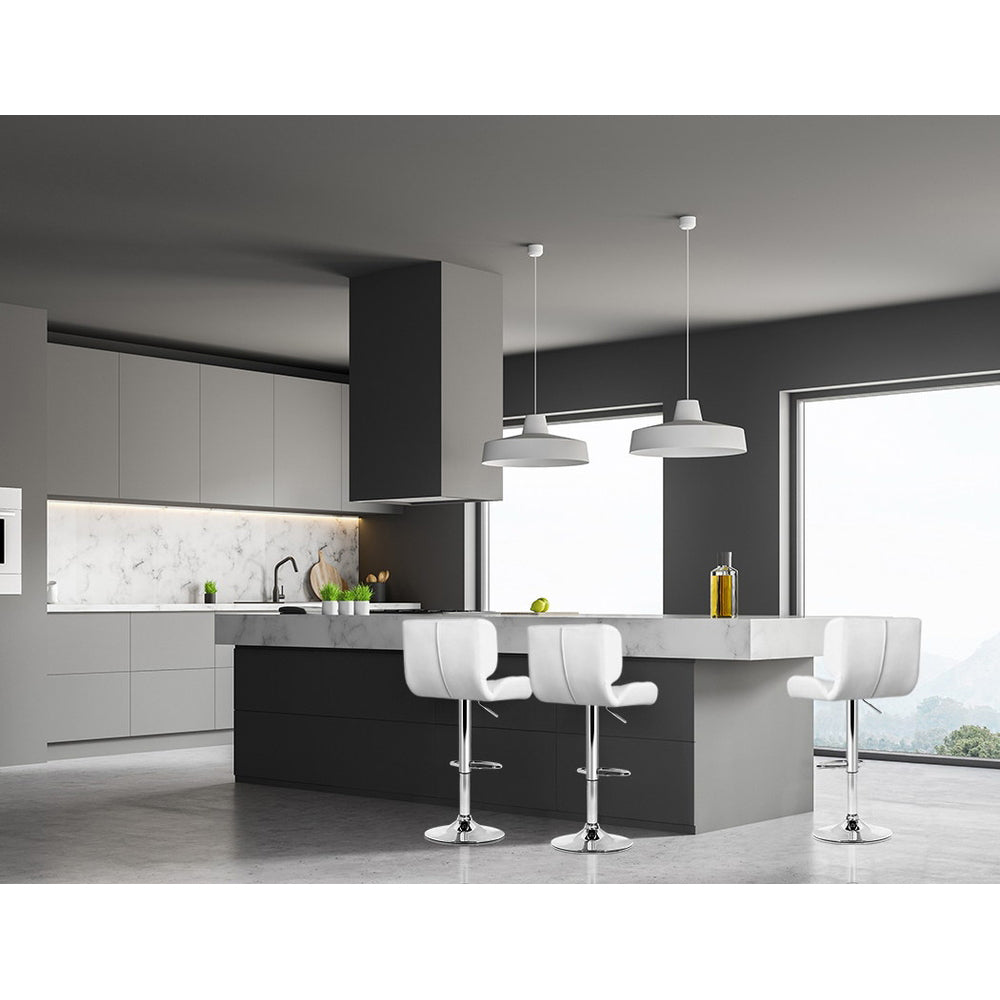 Artiss Set of 2 PU Leather Gas Lift Bar Stools - White and Chrome