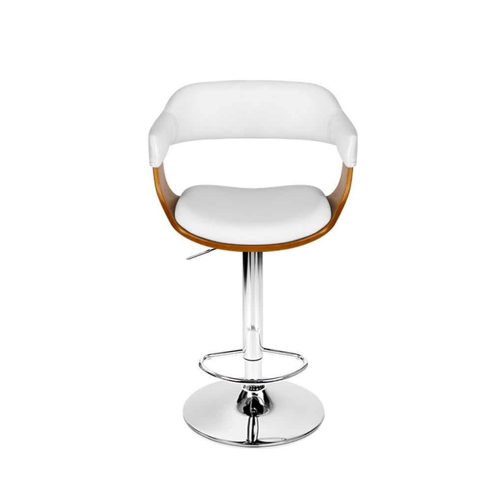 Artiss Wooden PU Leather Bar Stool - White and Chrome