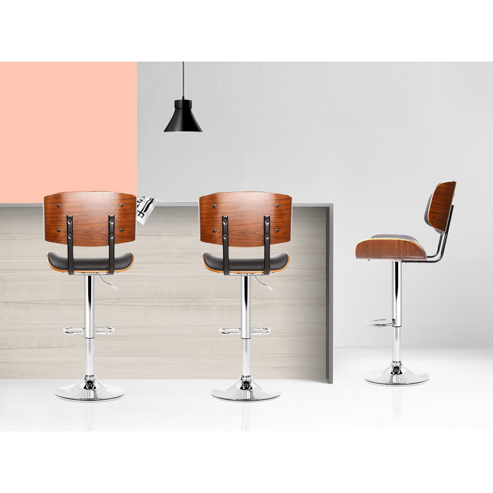 Artiss Wooden Gas Lift Bar Stool - Black and Chrome