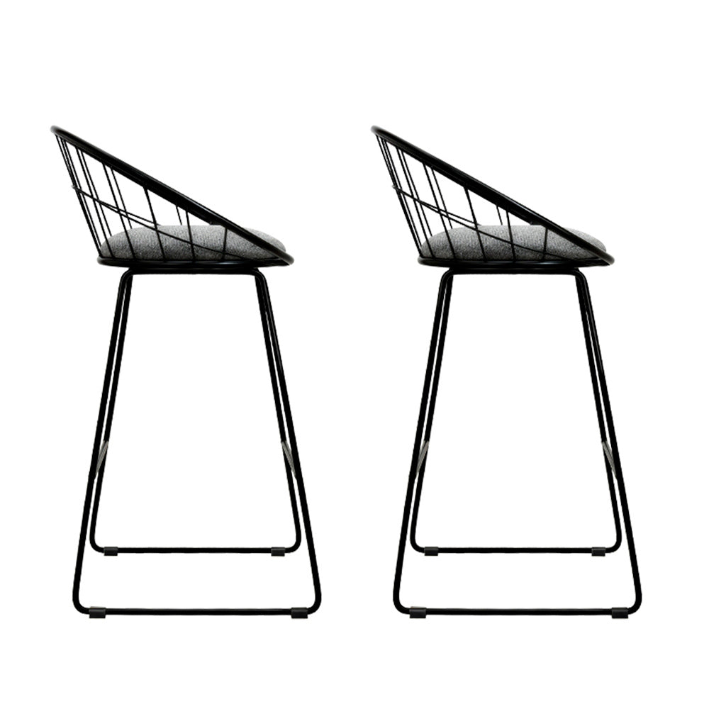 Artiss Set of 2 Bar Stools Steel Fabric - Grey and Black