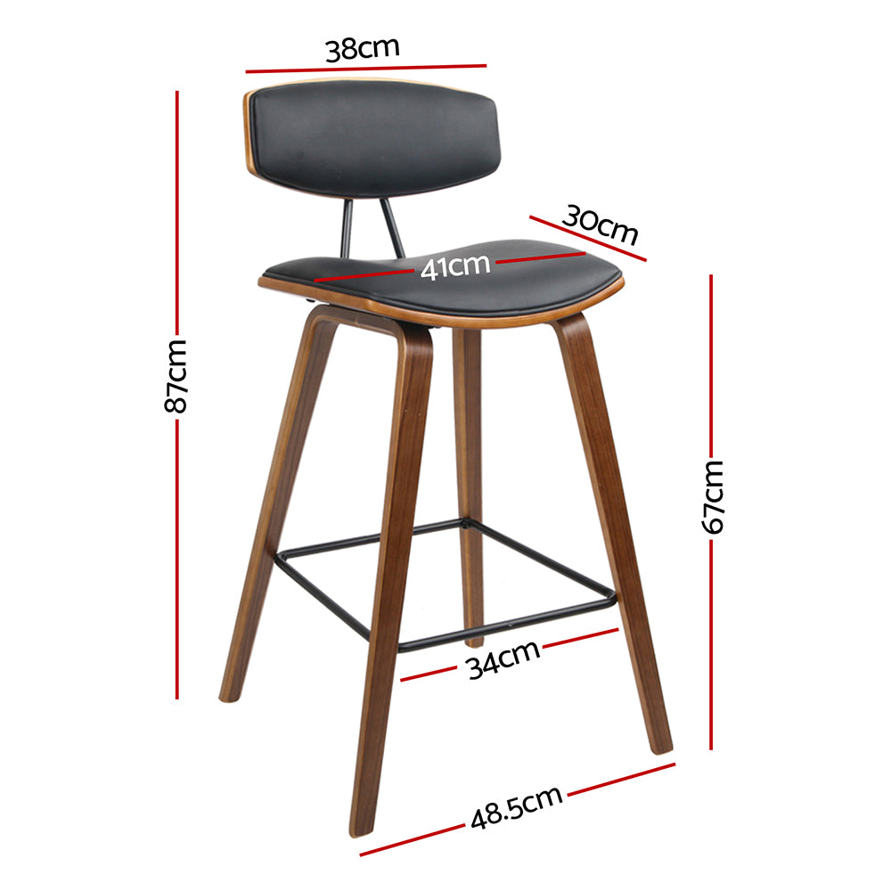 Artiss Set of 4 PU Leather Circular Footrest Bar Stools - Black