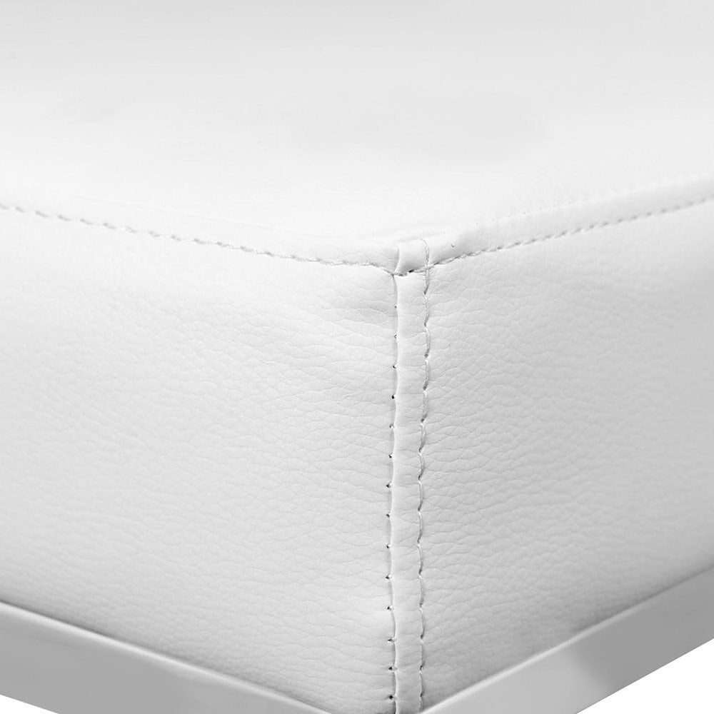 Artiss Set of 2 PU Leather Backless Bar Stools - White and Chrome
