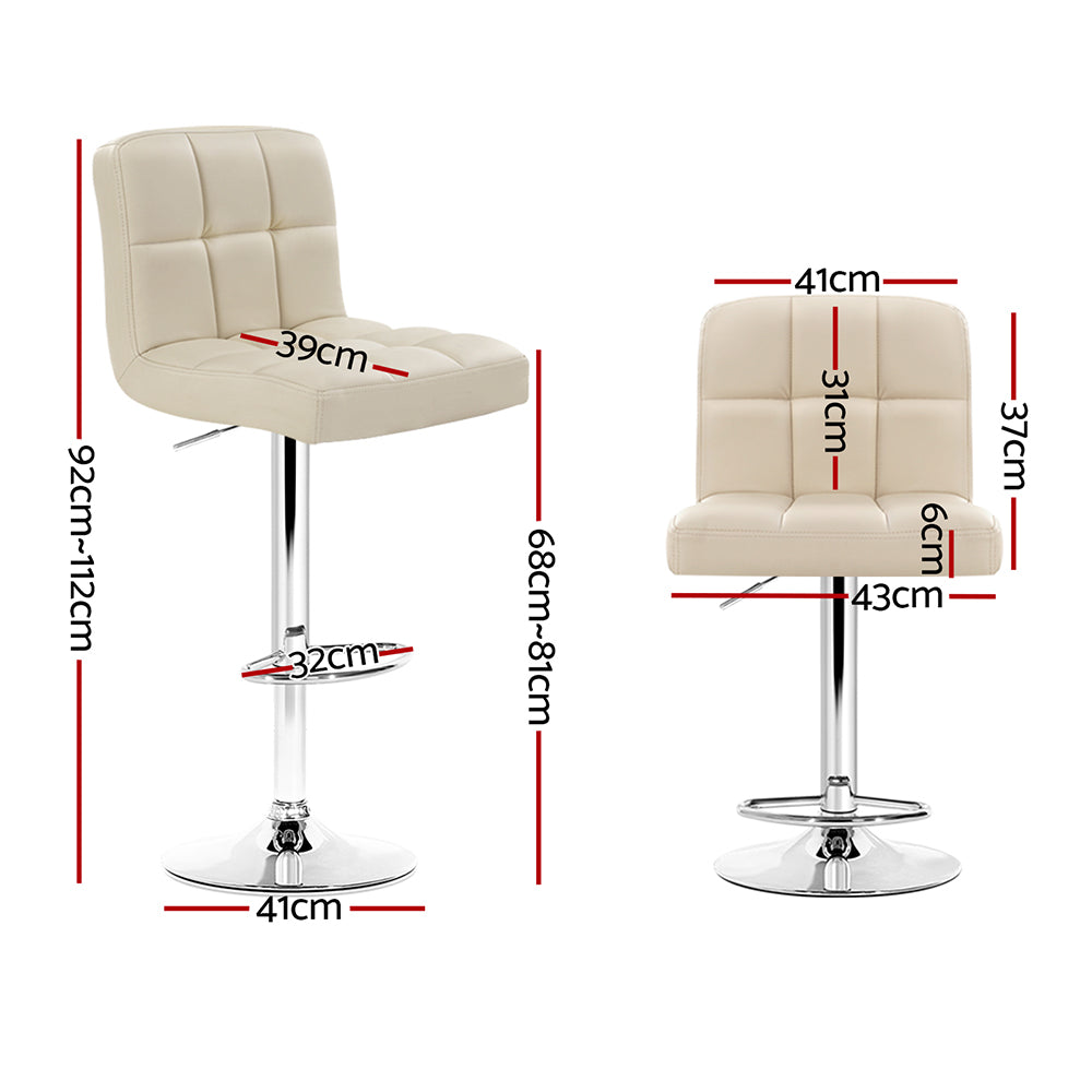 Artiss Set of 2 PU Leather Gas Lift Bar Stools - Beige