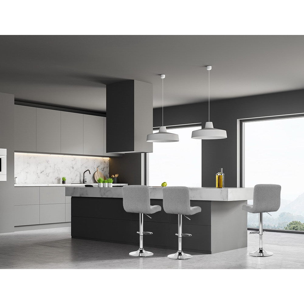 Artiss Set of 4 Fabric Swivel Bar Stools - Grey