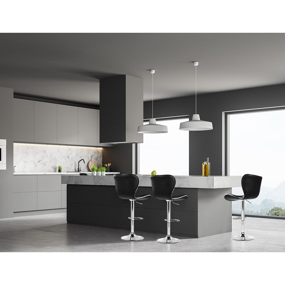 Artiss Set of 4 PU Leather Patterned Bar Stools - Black and Chrome