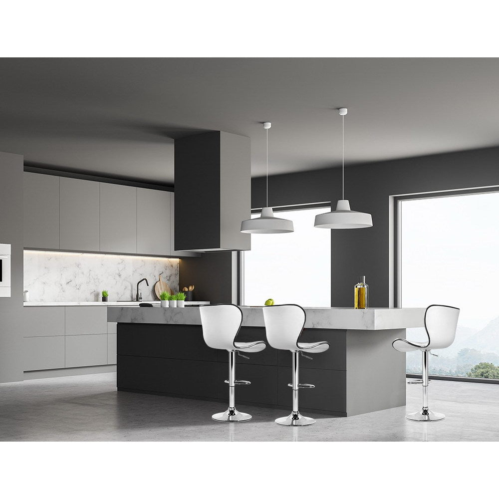 Artiss Set of 4 PU Leather Patterned Bar Stools - White and Chrome
