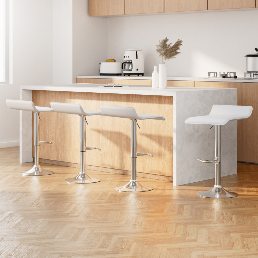 Artiss Set of 4 PU Leather Wave Style Bar Stools - White
