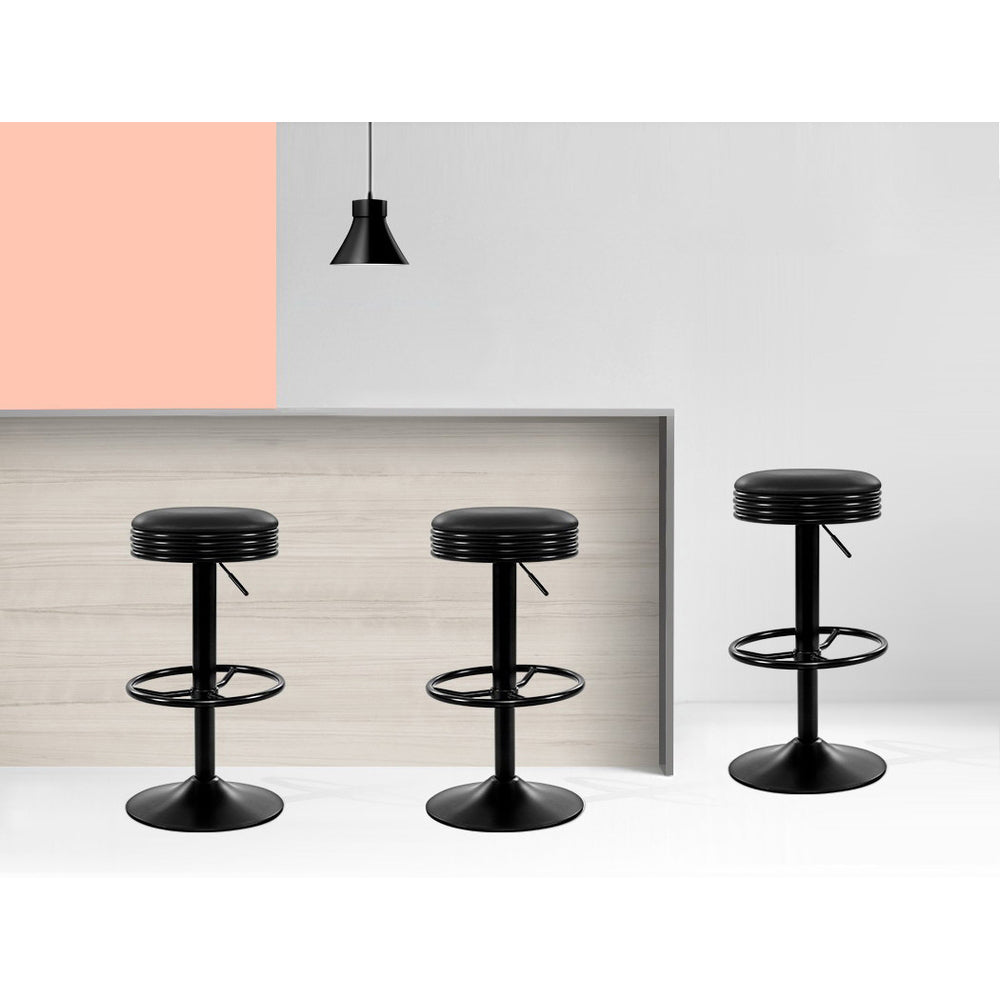 Artiss Set of 2 PU Leather Swivel Backless Bar Stools - Black