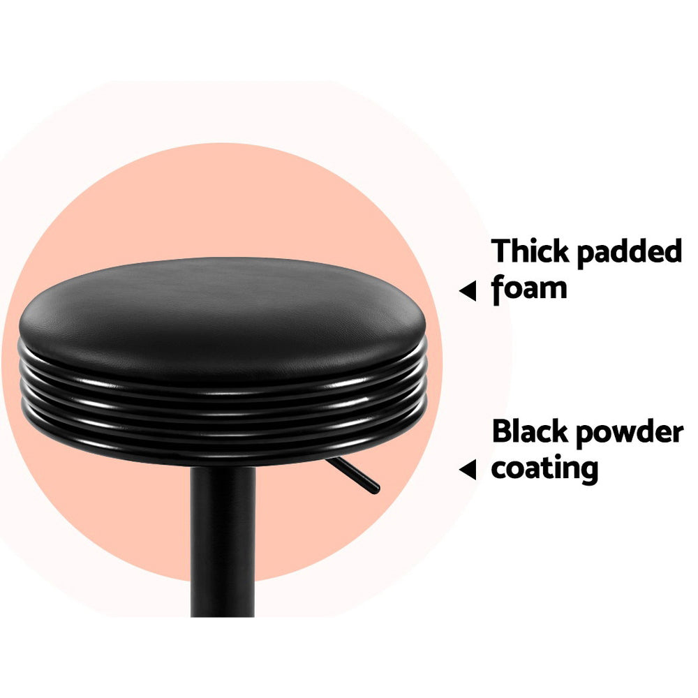 Artiss Set of 2 PU Leather Swivel Backless Bar Stools - Black
