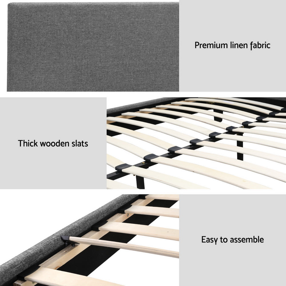 Artiss Neo Bed Frame Fabric - Grey Double