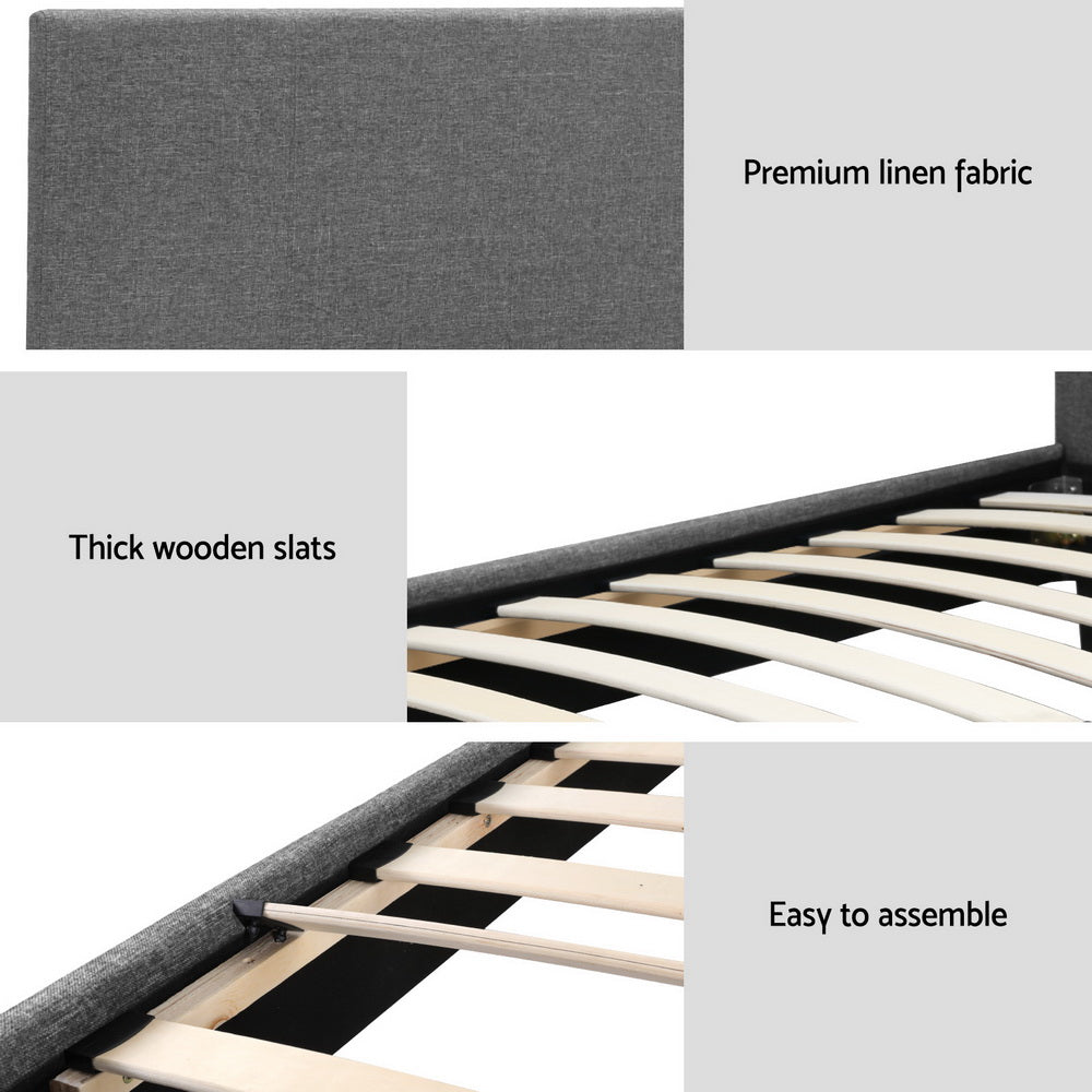 Artiss Neo Bed Frame Fabric - Grey King Single