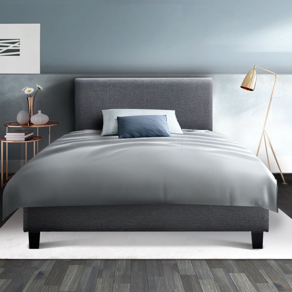 Artiss Neo Bed Frame Fabric - Grey King Single