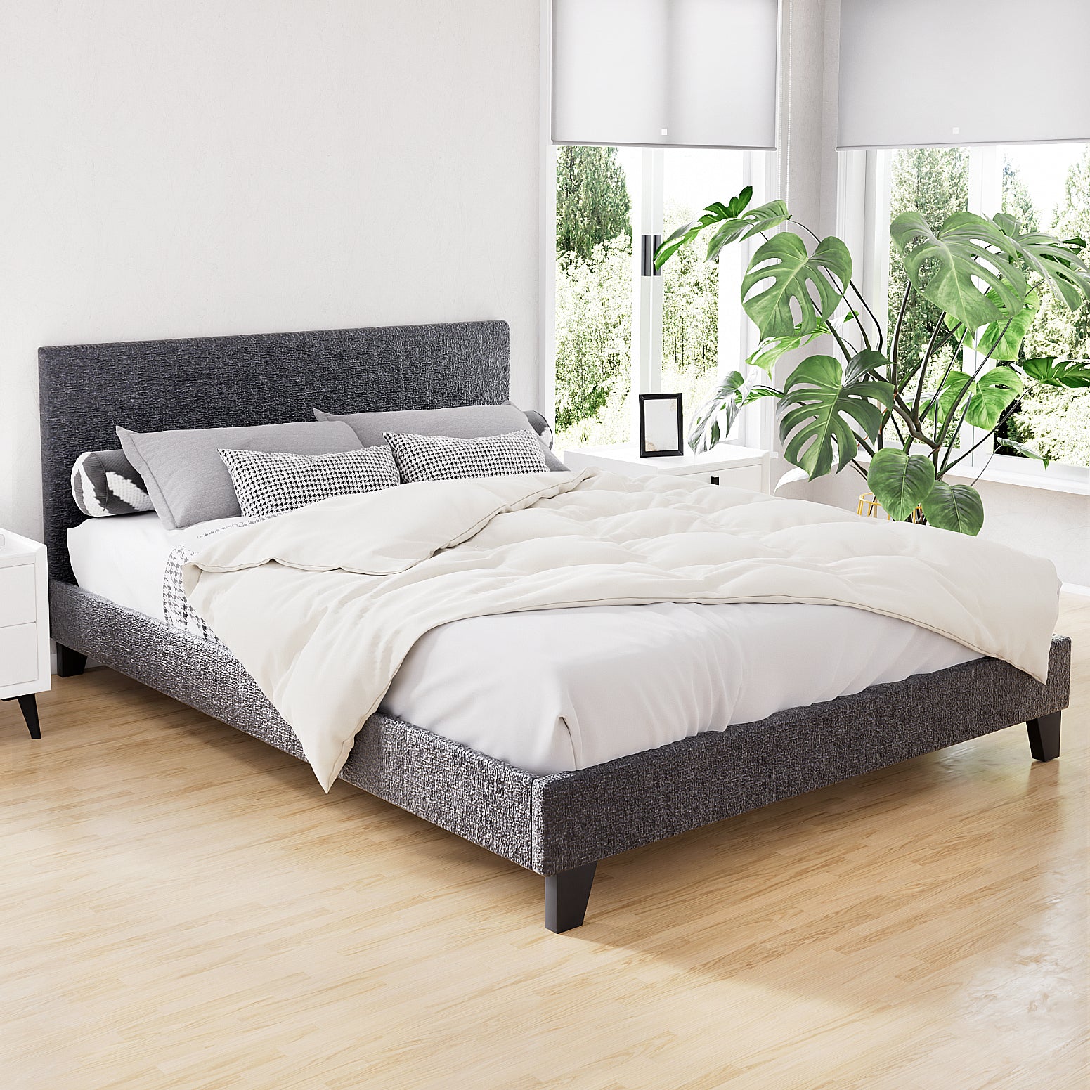 Artiss Neo Bed Frame Fabric - Charcoal Queen