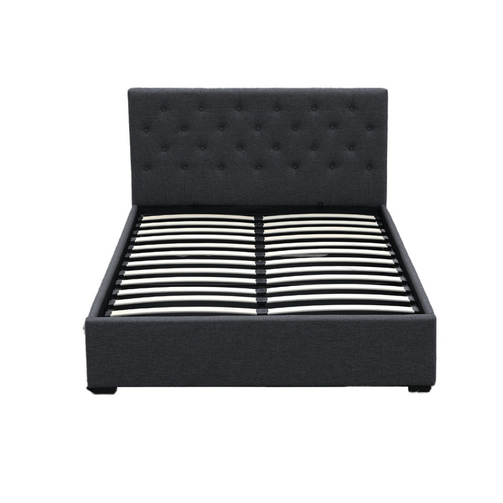 Artiss Bed Frame Double Size Gas Lift Base With Storage Fabric Charcoal Vila