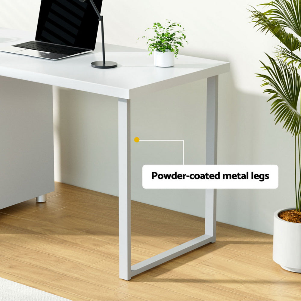 Artiss Metal Desk with 3 Drawers - White